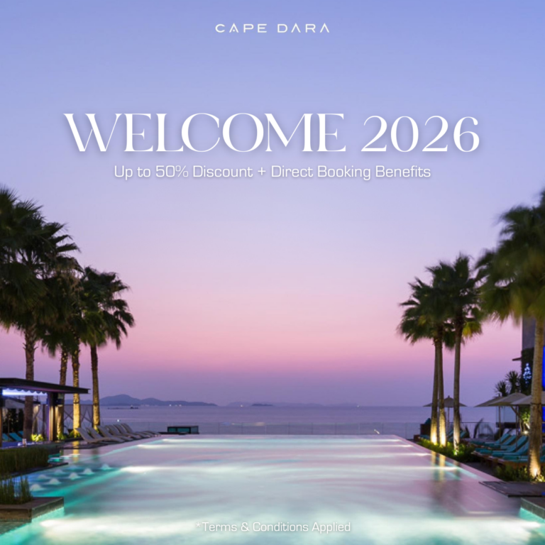 Celebrate 2026 with the Welcome 2026 Exclusive Deal at Cape Dara Pattaya. Enjoy more value with every stay—spa savings, dining perks, and stunning sea views included